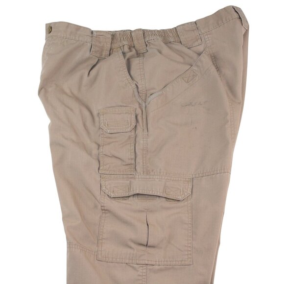 5.11 Tactical Series Cargo Pants Sz 38 X 32 Tan Brown Ripstop Elastic Waistband - Picture 13 of 16